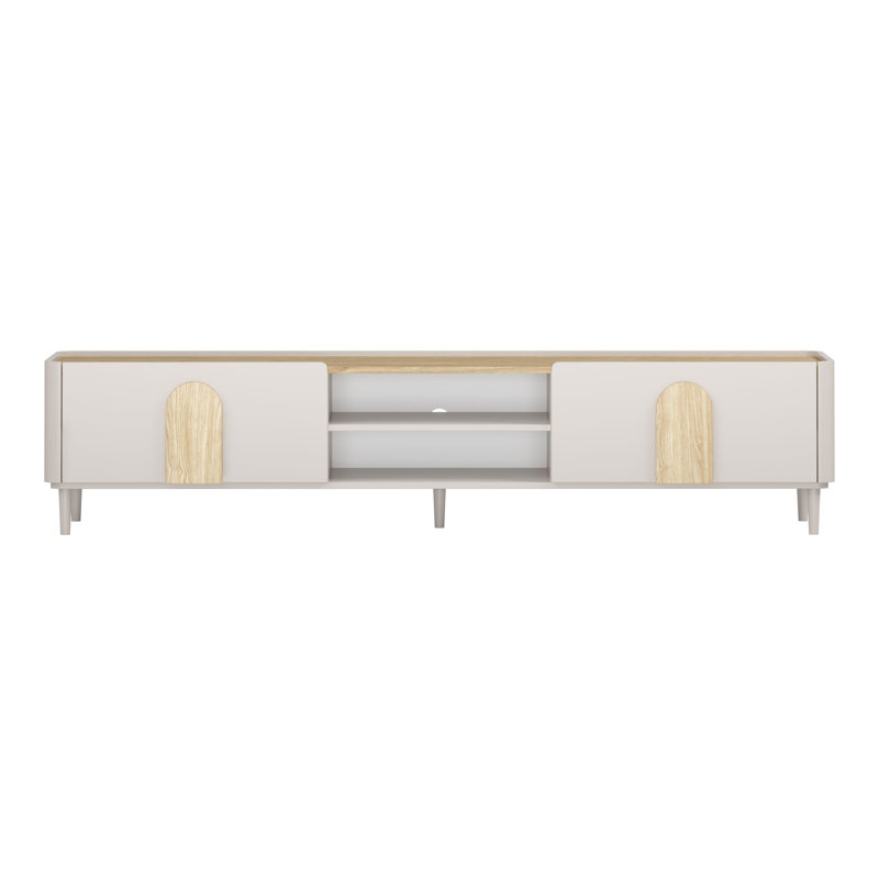 Sadeen Tv Stand With Legs, Beige/Light Oak, 48 cm H x 220 cm H x 48 cm D