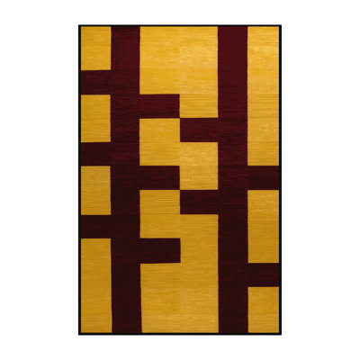 Machine Washable Checkered Red Area Rug