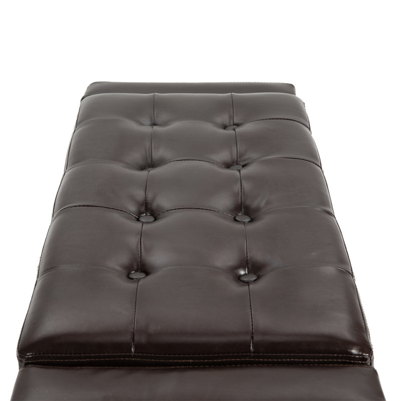 Faux Leather Upholstered Storage Bench, Brown
