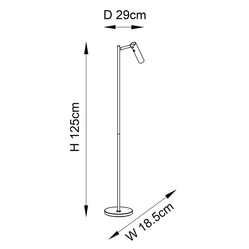 Rossleigh 125cm LED Task Floor Lamp, Warm Brass Plate