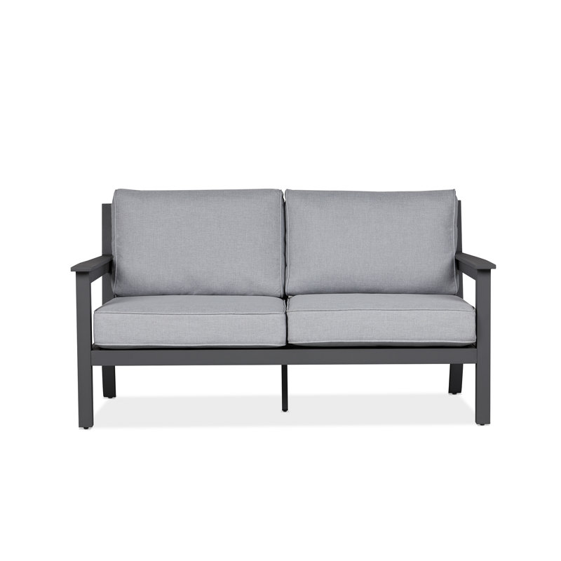 Gray Metal Outdoor Loveseat with Cushions, 55"
