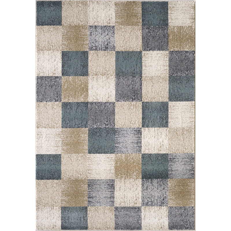 Wilkes-Barre Checkered Area Rug, Rectangle 7'10" x 9'10", Ivory