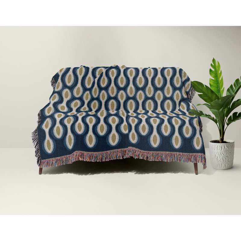 Alo Cotton Blend Blanket Throw, Blue, 60" L x 60" W