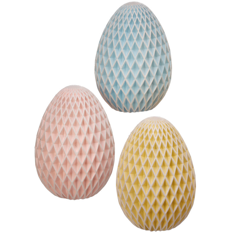 Honeycomb Easter Egg 5.5" 3 Assorted, 7.75" H x 6" W x 8" D