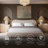 Modern Platform Bed with Wavy Curved Headboard,  Performance fabric-760657846-739748725