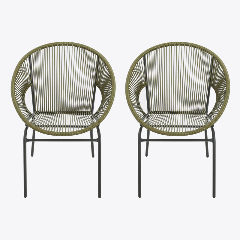 Chaise d'extérieur en osier, ensemble de 2, Vert