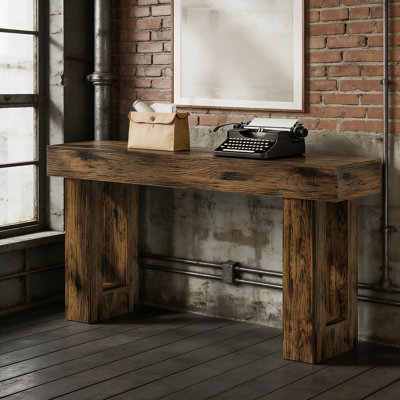 Industrial Rustic Console Table, 63-Inch Long Sofa Table For Entryway Or Living Room, Solid Wood Hallway Table With Ample Surface For Decor And Storag