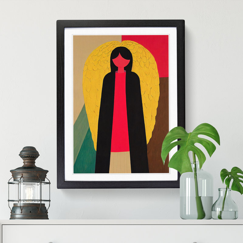 FRM-V0523-91X Angel - Single Picture Frame Print, 64cm H x 46cm W x 2cm D, Walnut Framed