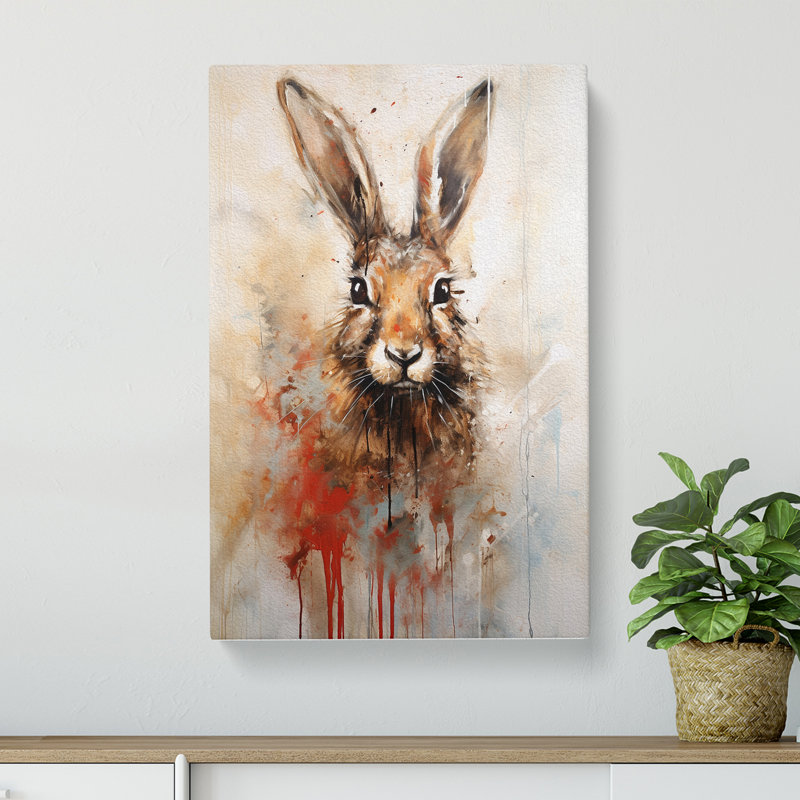 Hare Gestural - Wrapped Canvas, 76cm H x 50cm W x 3cm D