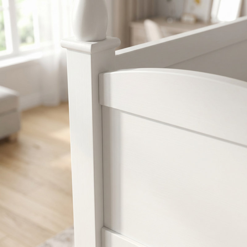 Lit superposé double au-dessus de double avec glissière, échelle et tablettes de rangement AVELOR, Beige
