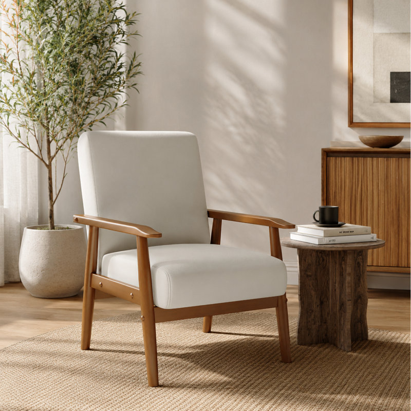 Chaise d'appoint rembourrée Bridgeview, White Leather