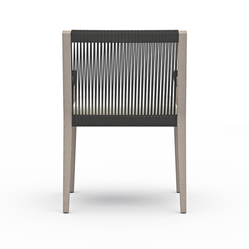 Sherwood Outdoor Dining Armchair, Weathered Gray, Faye Sand