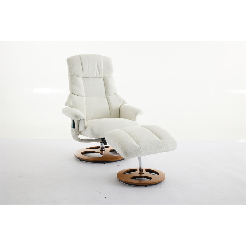010-Ergonomic Recliner Chair With Ottoman, White