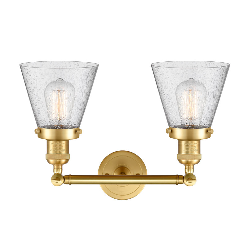 Éclairage de meuble-lavabo inclinable 2 lumières Cone, Ampoule à DEL rétro de 6 watts, Grainé, Or satiné