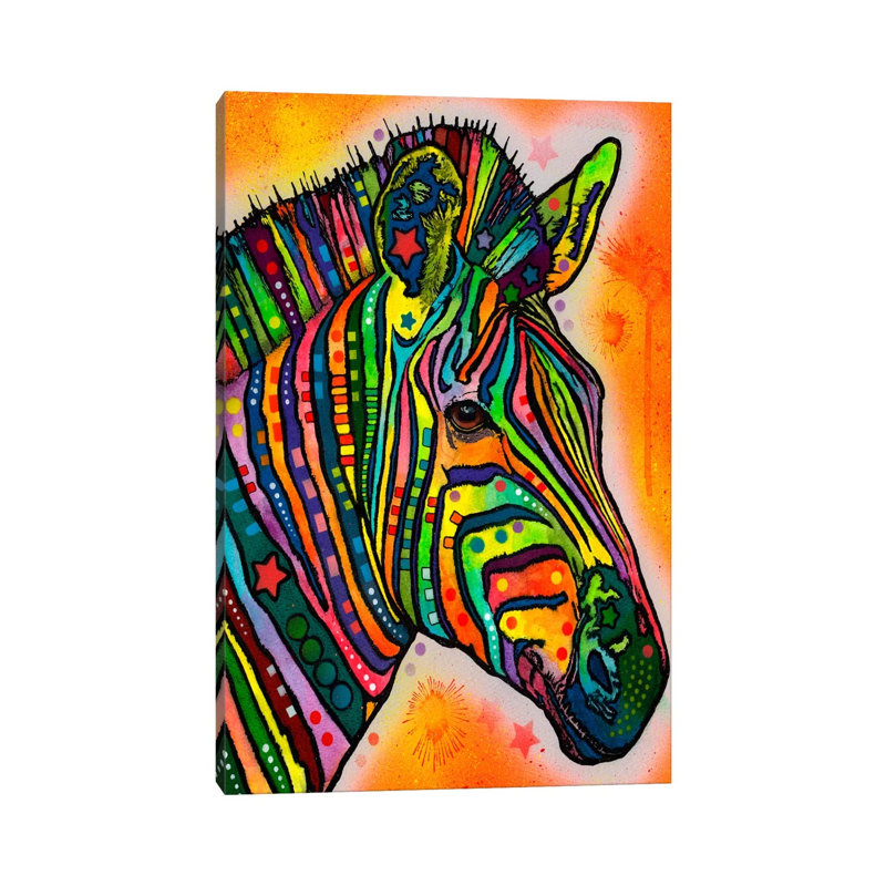 Zebra by Dean Russo - Wrapped Canvas Painting, 101.6 cm H x 66.04 cm W x 1.91 cm D