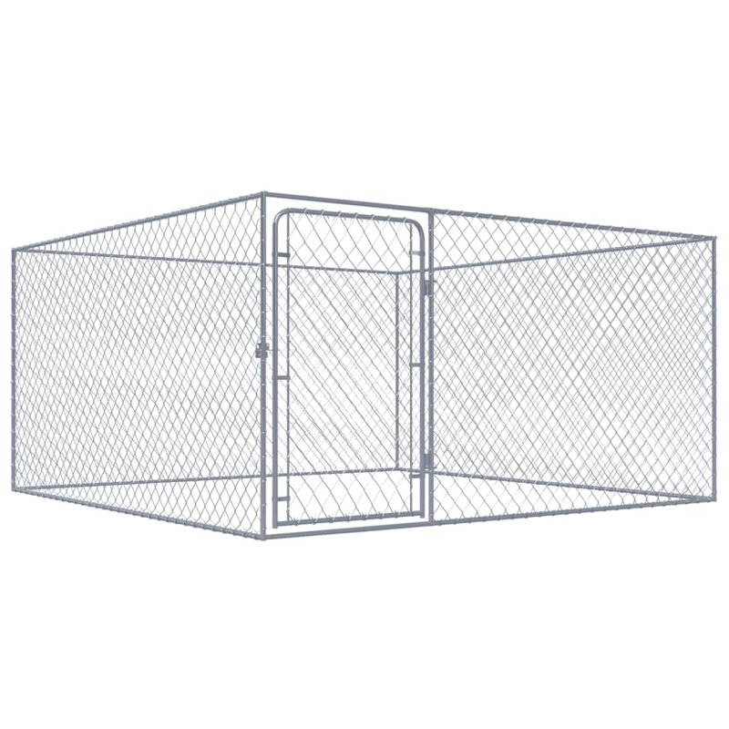 Newenton Galvanised Steel Kennel With Door, 100cm H x 200cm W x 200cm D