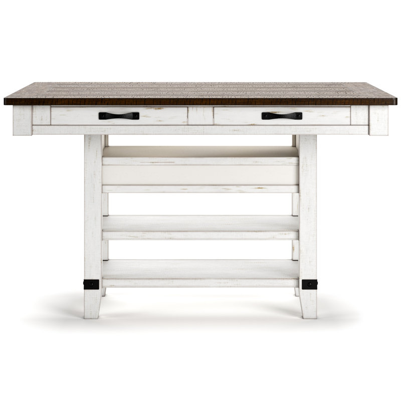 Reclaimed Pine and White Rectangular Counter Height Dining Table
