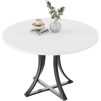 Table de salle à manger ronde 40 po pour 4 personnes - Table de cuisine circulaire avec base en métal