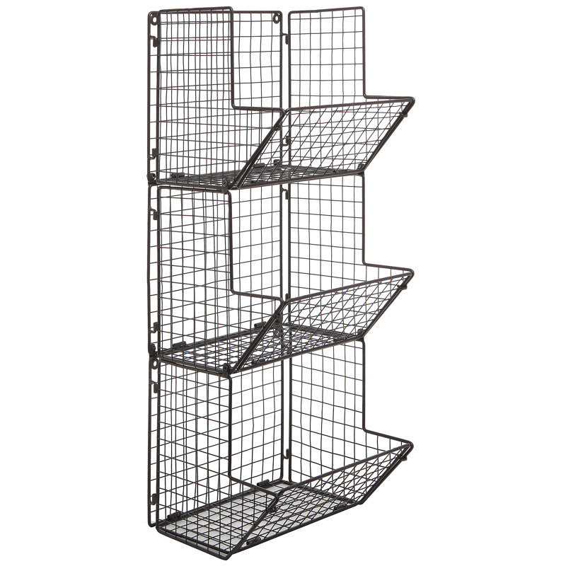 Botalla Wall Storage Organiser with Wall Baskets, Brown