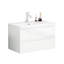Meuble-lavabo 31,5 po avec lavabo, 2 tiroirs, fermeture douce, poignée, blanc brillant, meuble-lavabo décoratif de taille moyenne