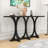 Wooden Console Table with Slender Curved Legs-1830976441