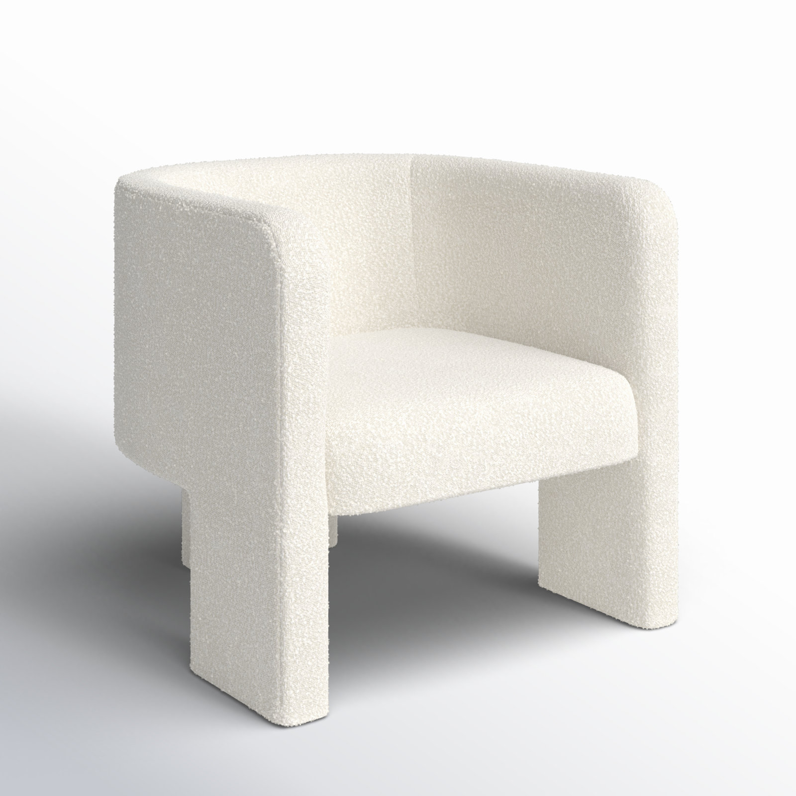 Ellum Upholstered Barrel Chair, Ivory Boucle