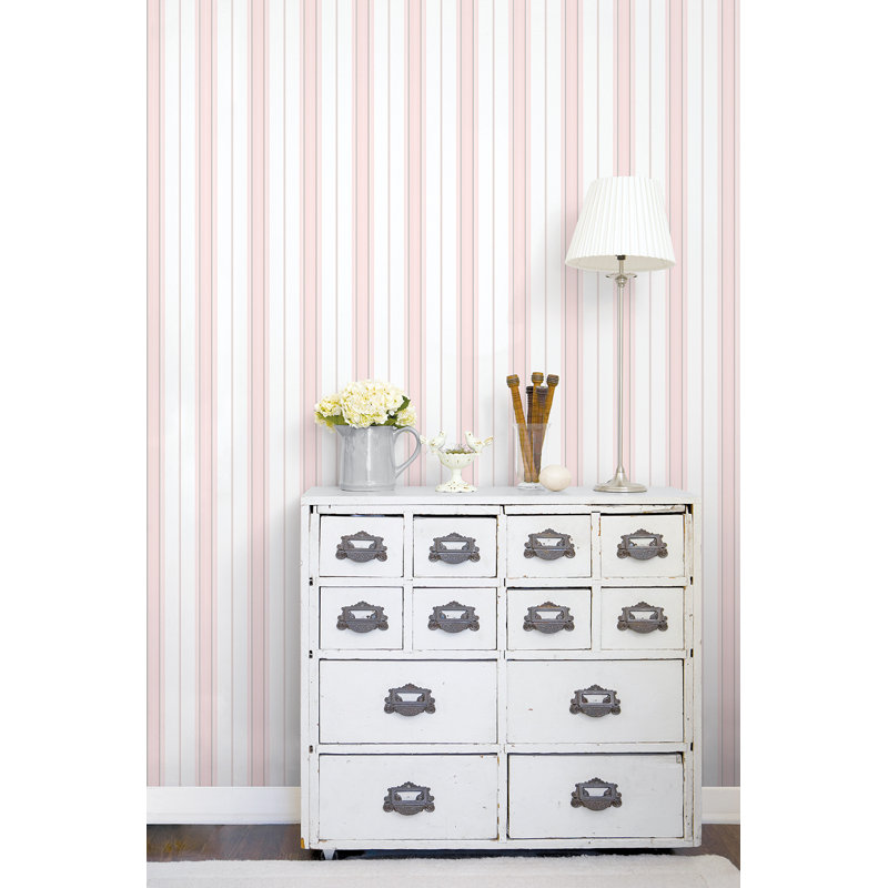 Dore 10m x 53cm Matte Wallpaper Roll, Grey/Pink/White
