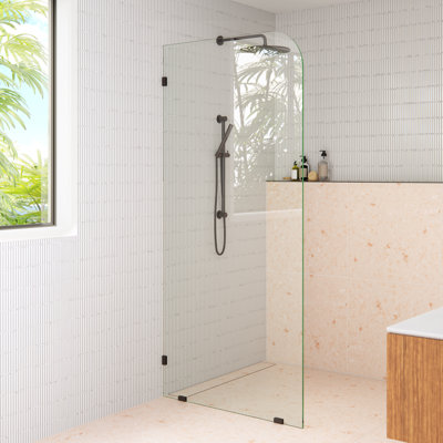 Solaris 36 in. x 78 in. Fully Frameless Radius Single Fixed Shower Panel