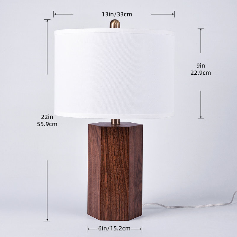 29''/26''/22'' Modern Wooden Bedside Table Lamps, Cozy Desk Lamp with Linen Shade for Home Office, Bedroom, Kitchen Counter