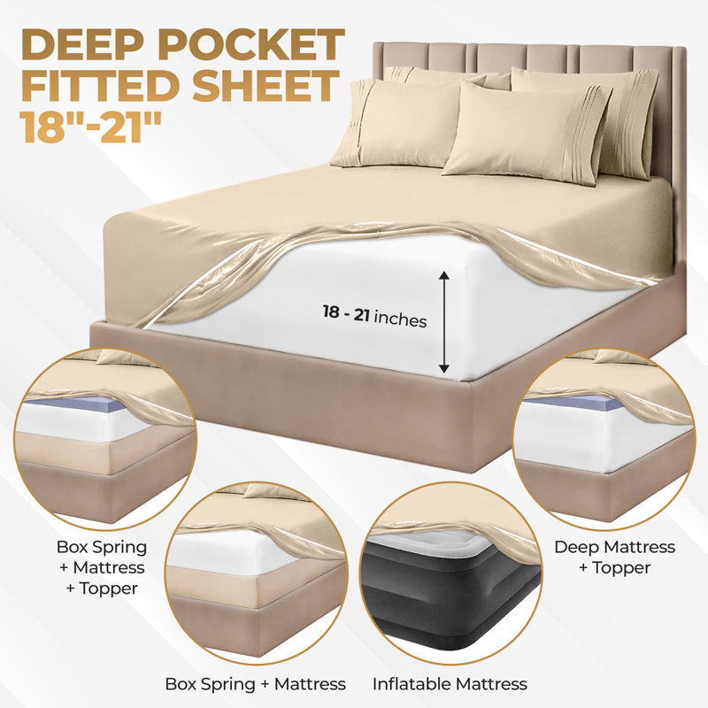 Ivory Egyptian Cotton 1000 TC Full Deep Pocket Sheet Set