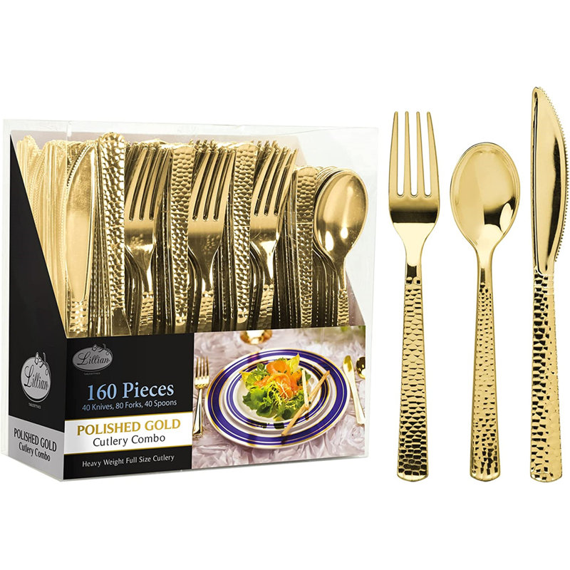Nicole Fantini 960 -Piece Plastic Cutlery Set, Gold