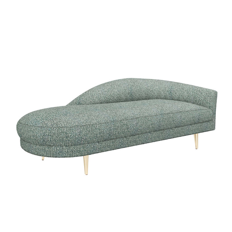 Gisella Chaise Lounge, Right Hand Facing, Shiny Brass, Pool Rayon/Viscose