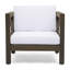 Chaise moderne du milieu du siècle, bois, gris et blanc - Bonnet style club élégant, sans manches