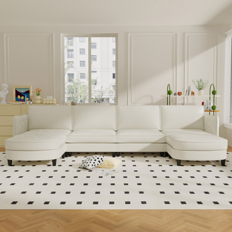 Grand canapé 141 places 141,5 po, Tissu beige