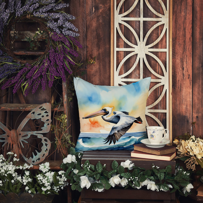 Pelican Soaring Throw Pillow, Square 14"