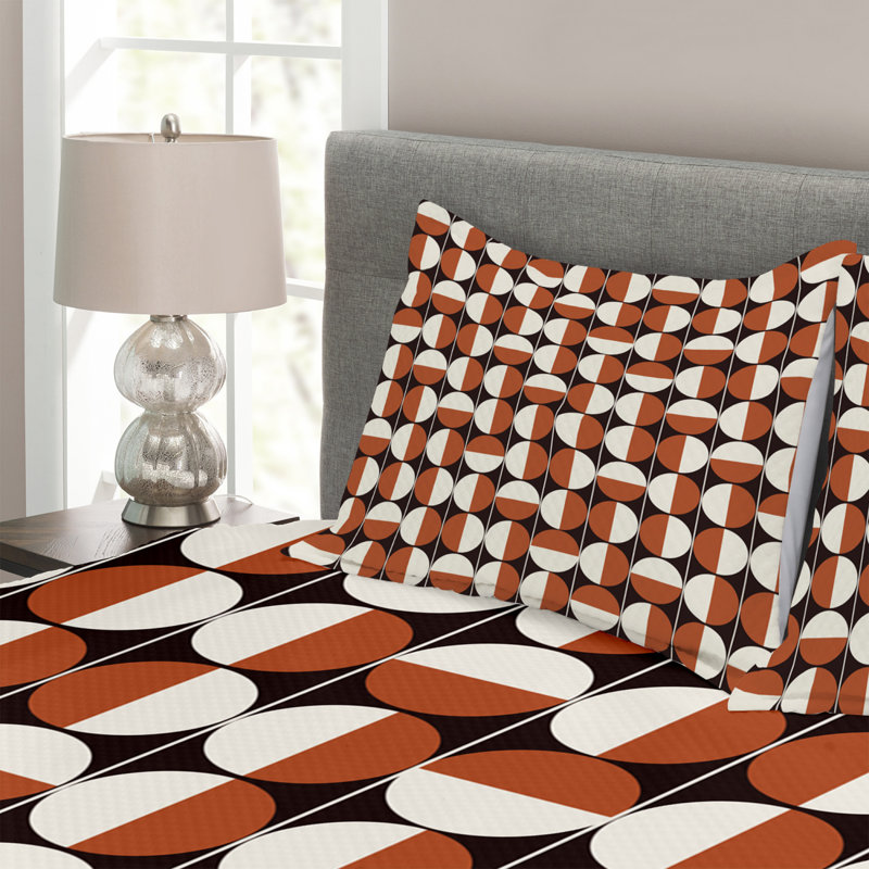 Adream Black/Brown/White Microfibre Bedspread Set, 220 x 264 cm