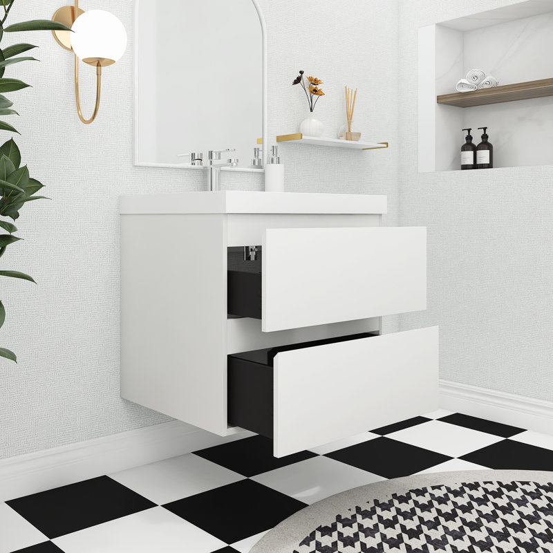 Meuble-lavabo mural simple 23,7 po avec surface solide