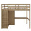 Lit mezzanine en bois avec garde-robe intégré, bureau, tablettes de rangement et tiroirs-1013714363