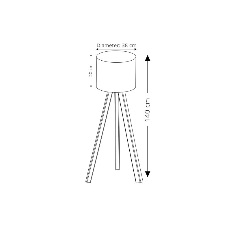 Rybicki 140cm Tripod Floor Lamp, Dark Brown, Black
