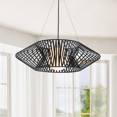 Salamanca 1 - Light Unique / Statement Geometric Pendant with Wrought Iron Accents