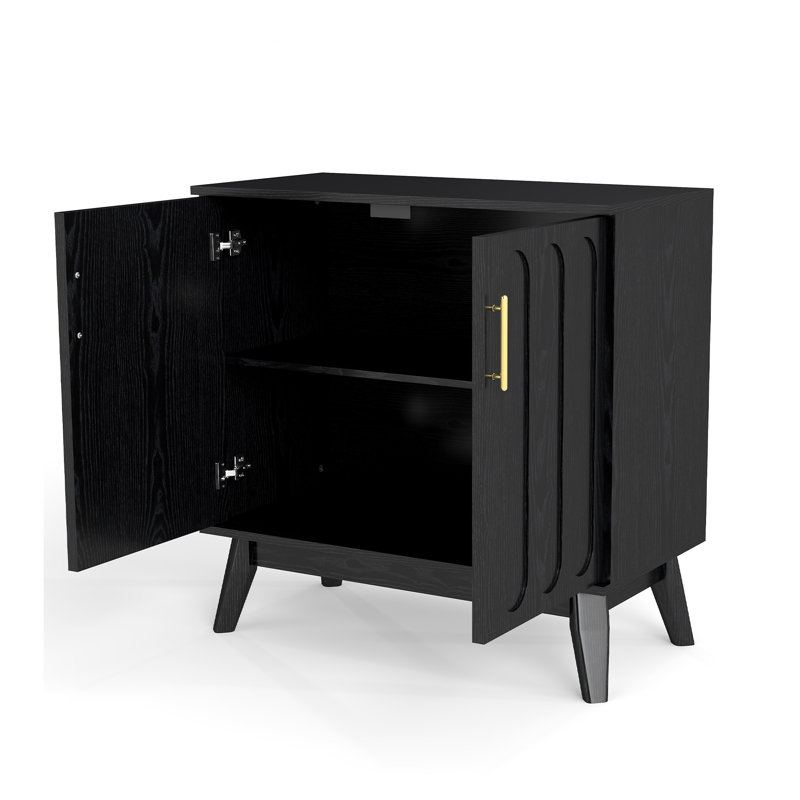 Buffet de rangement cannelé Mid Century, Black