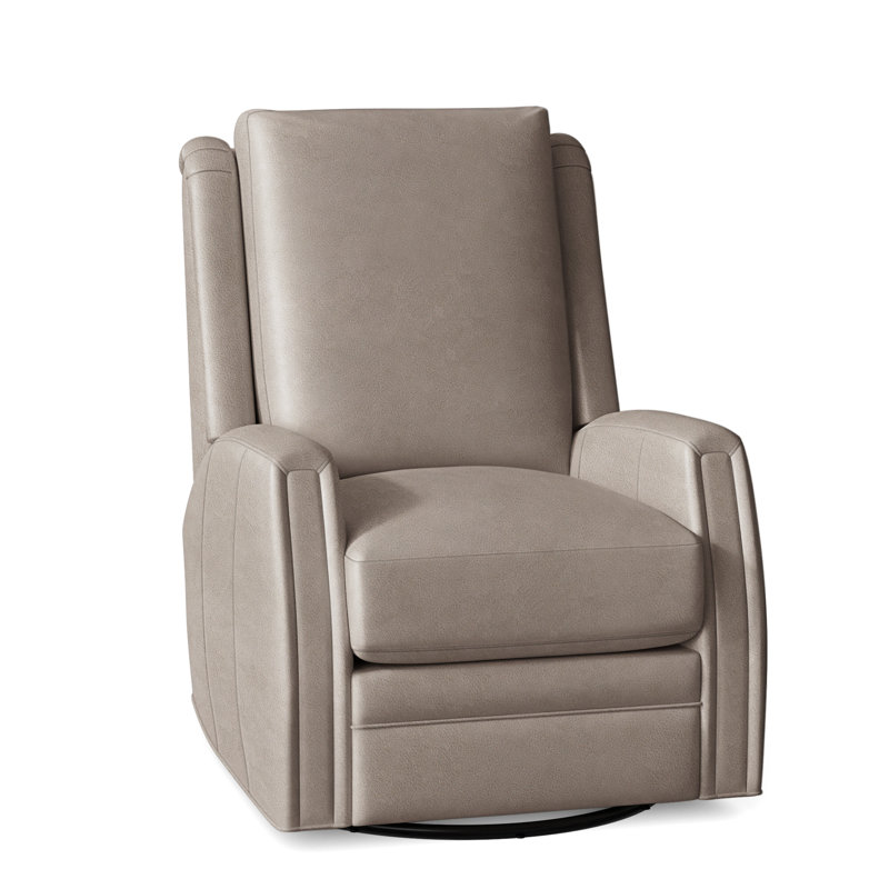 Lockhart Recliner, Swivel Glider with Manual Recline & Inside Release, Alpine Dark Grey Genuine Leather, No Nailhead