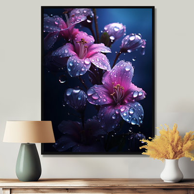 Magenta Lily Flower Morning Dew Droplets I - Lily Wall Art