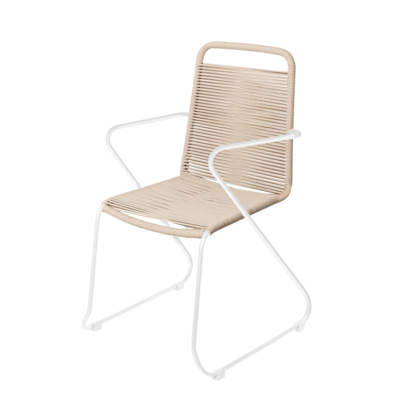 Stubblefield Stacking Patio Dining Armchair, White, Light grey
