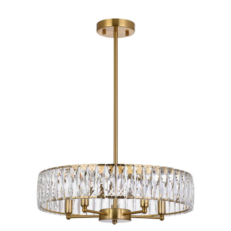 Lustre rond en cristal 5 lumières Transitional, Or