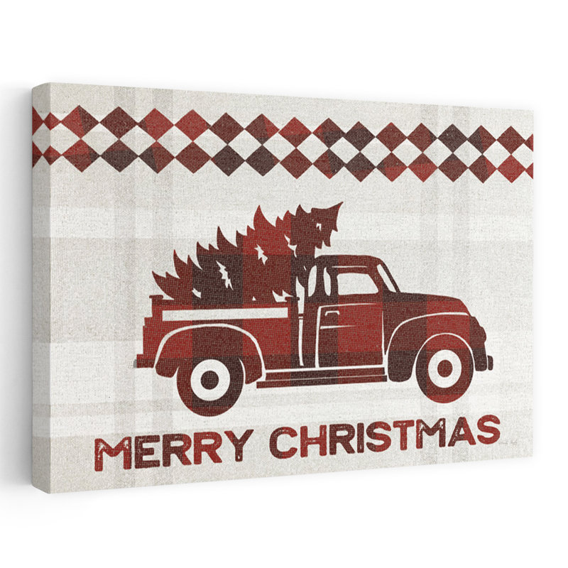 Merry Christmas Truck, arbre de Noël contemporain, art d'hiver, H 24 po x l 16 po