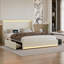 Grand lit plateforme avec rangement et station de charge et lumières DEL RVB Smart Control, cadre de lit tapissier beige avec tiroirs de rangement, ports de chargement USB et Type-C, tête de lit rembourrée en lin doux, 2 tiroirs de rangement sous le lit, aucun sommier nécessaire-78855525-84067999