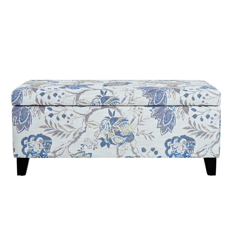 Repose-pieds de luxe avec tissu à motif floral, charnières à fermeture en douceur, repose-pieds et siège multifonctionnels pour le salon, compartiment caché pour la chambre à coucher pour les couvertures / oreillers