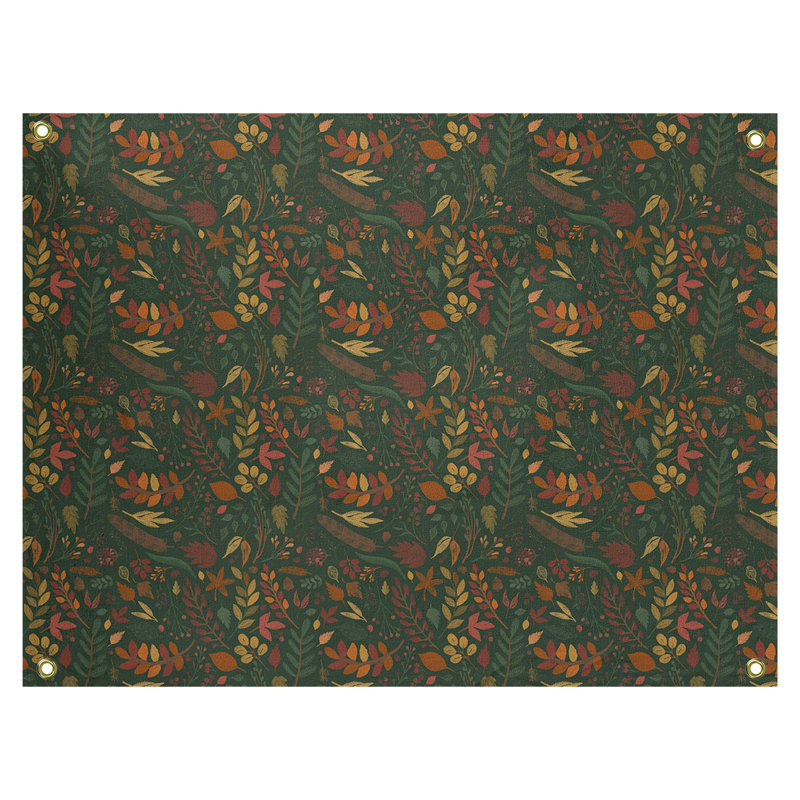 Polyester Tapestry, 59" H x 80" W, Dark Green/Orange