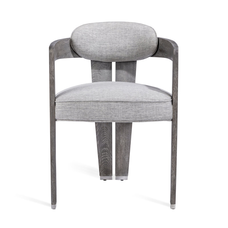 Maryl 20'' H Linen Upholstered Oak Armchair, Heathered Gray, Gray Wash